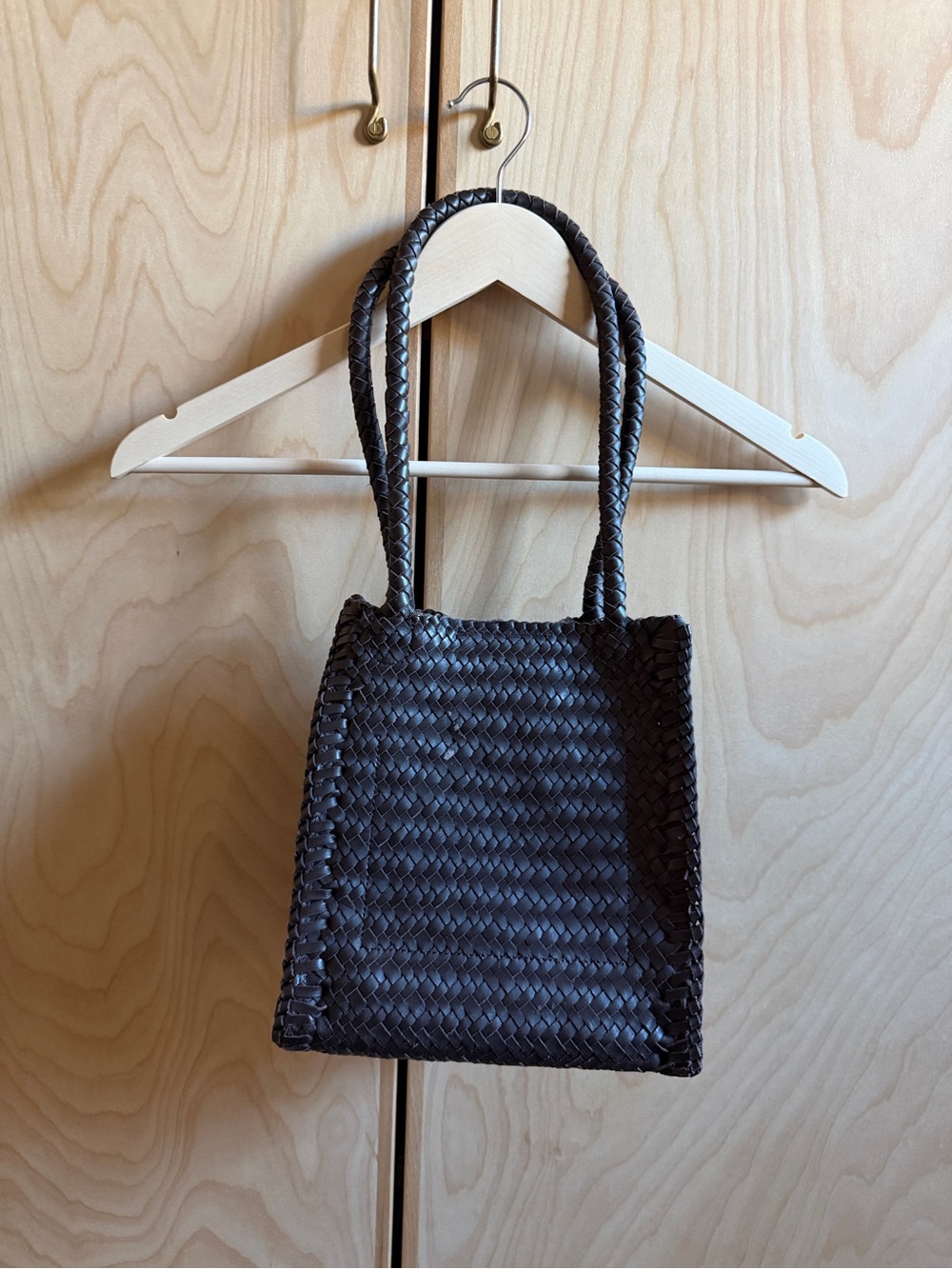 Madewell Lexington Small Woven Shoulder Bag in Dark Brown